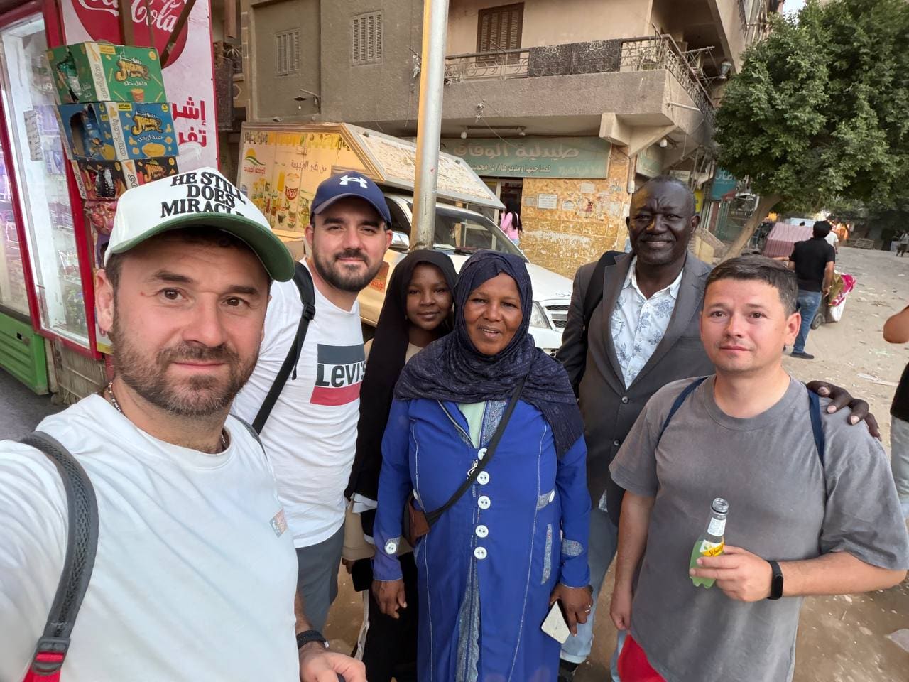 Pastor Raushan with mission team in Cairo, Egypt — June 2026